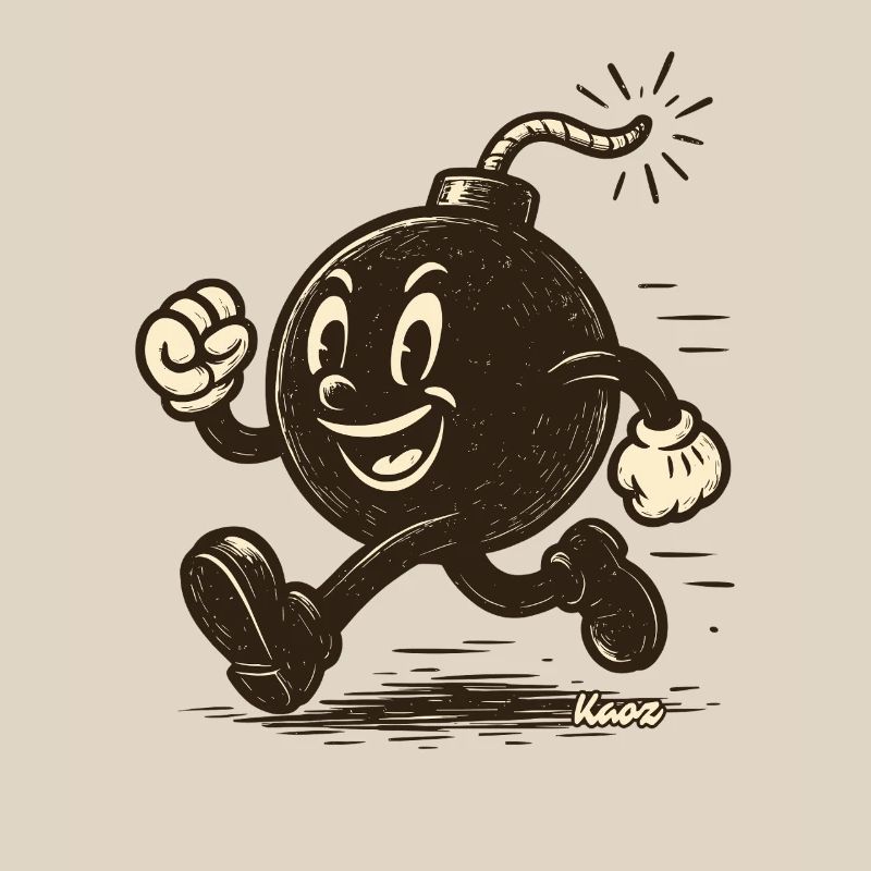 Running cartoon bombshell