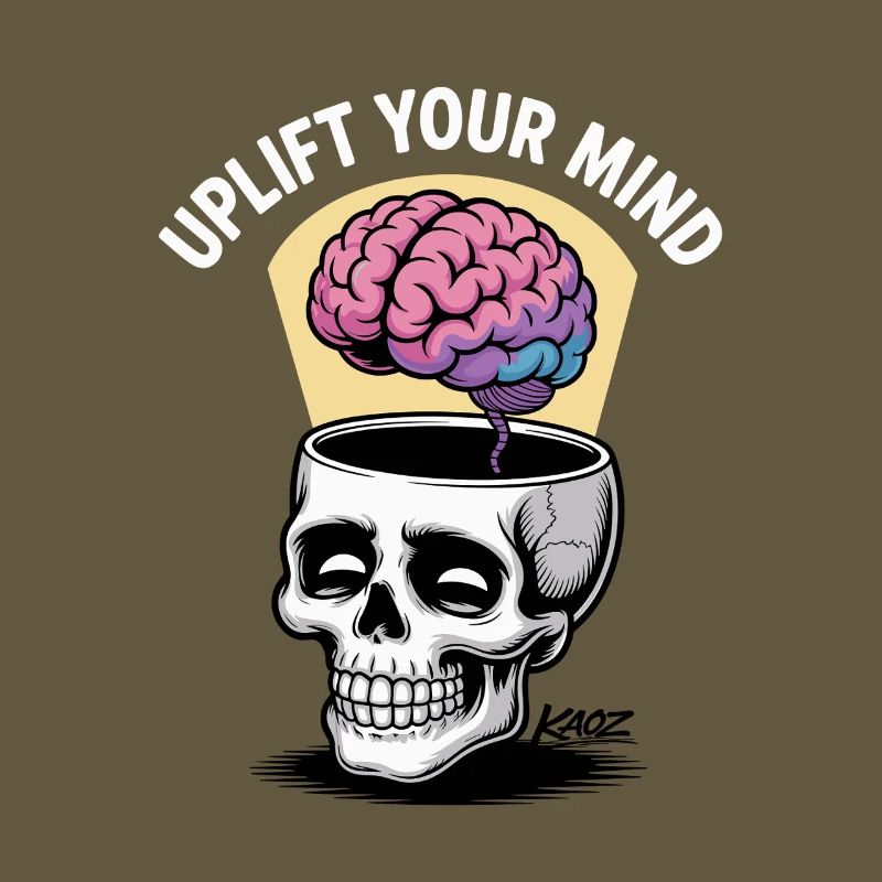 Skull and Floating Brain, uplift your mind