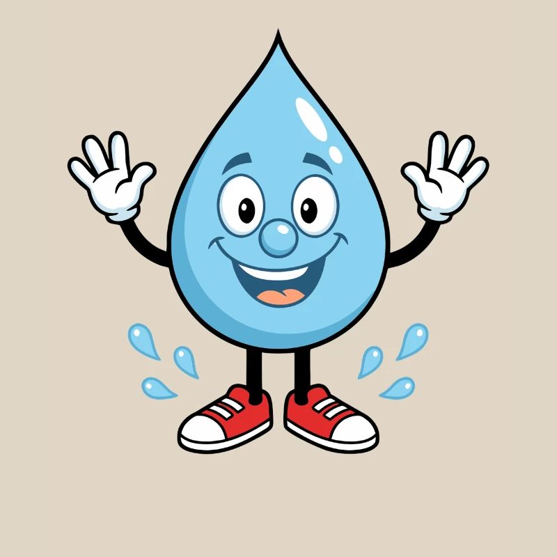 Fröhlicher Wassertropfen mit Sneakers