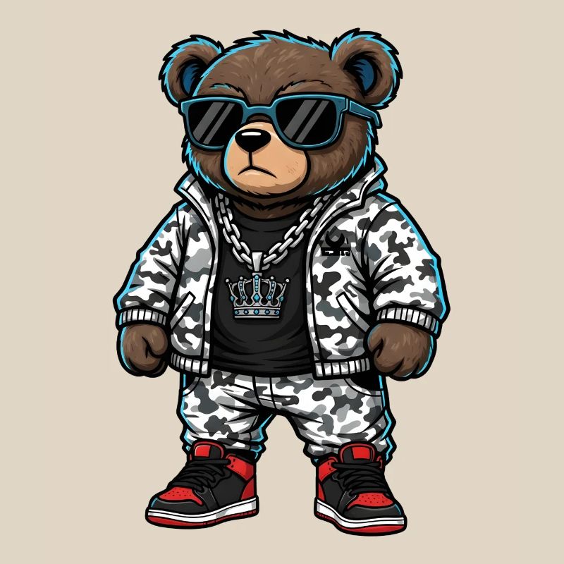 Sweat à capuche Cool Bear en Pull Camouflage