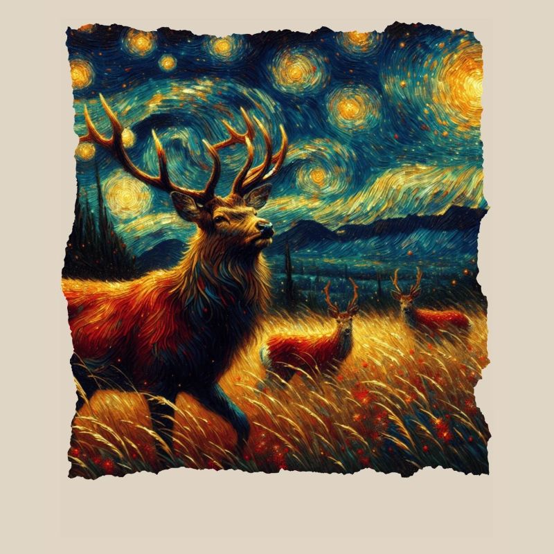 White-tailed deer Starry Night