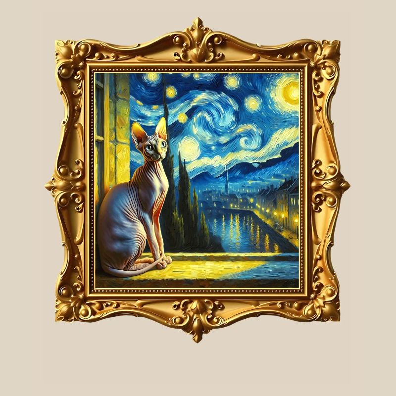 Sphynx Cat Starry Night