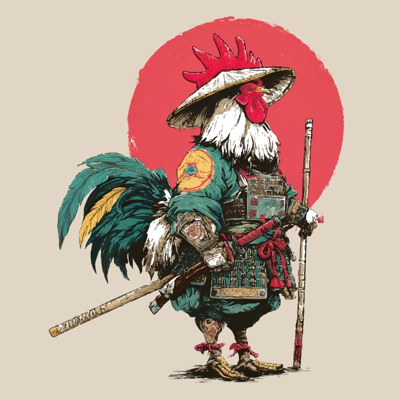 Hahn-Samurai in Rüstung