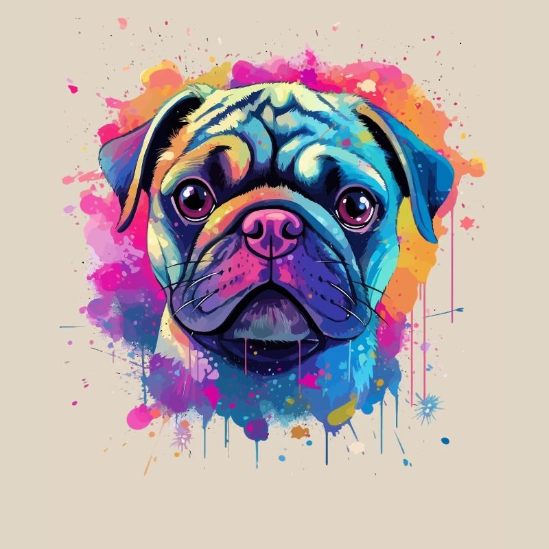 Lebendiges Mops-Splash-Porträt