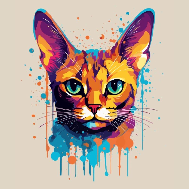 Bunte Splash-Kunst Abessinianisches Katzengesicht