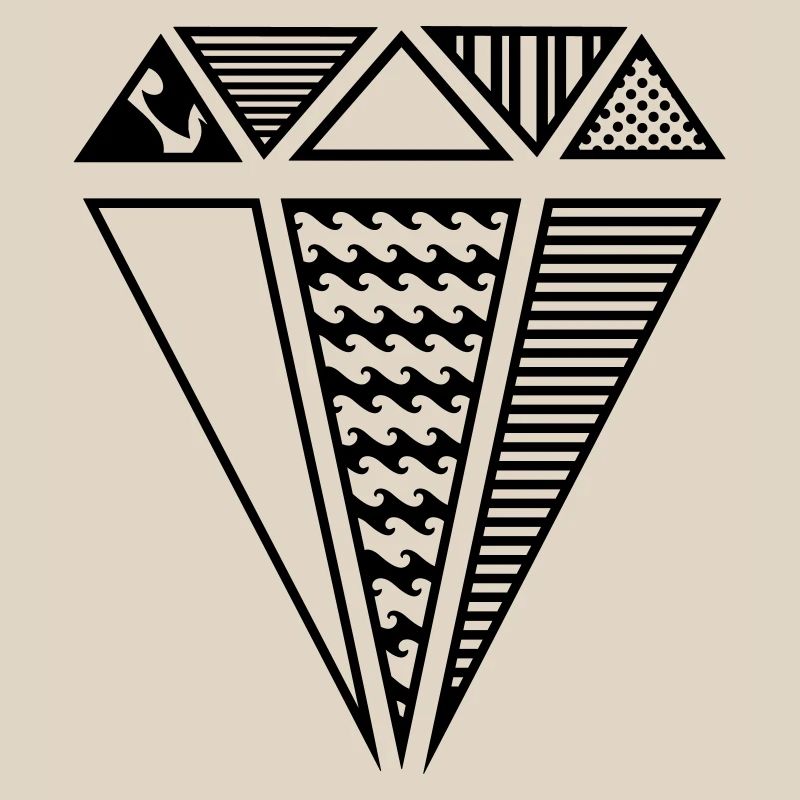 A shape of a diamond with different patterns