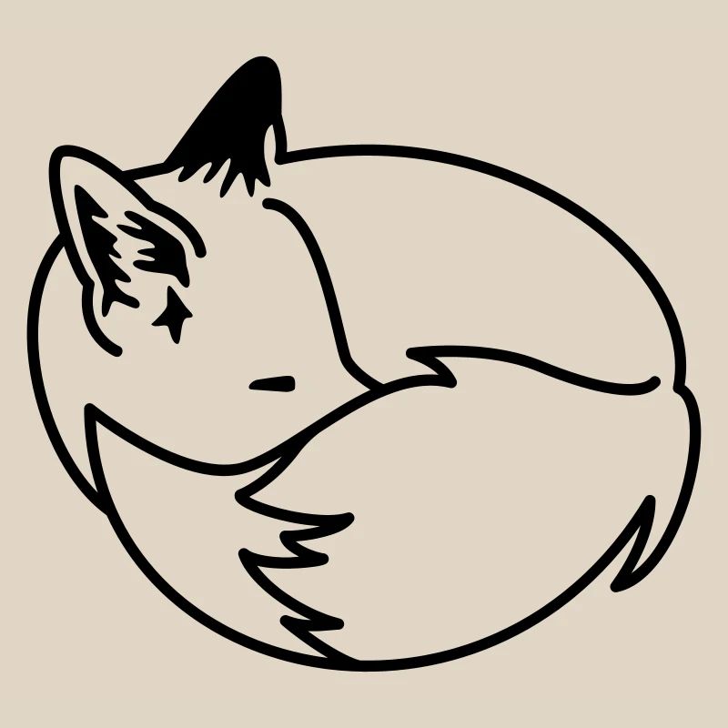 Fuchs eingekuschelt – Kawaii Fox Cartoon Design