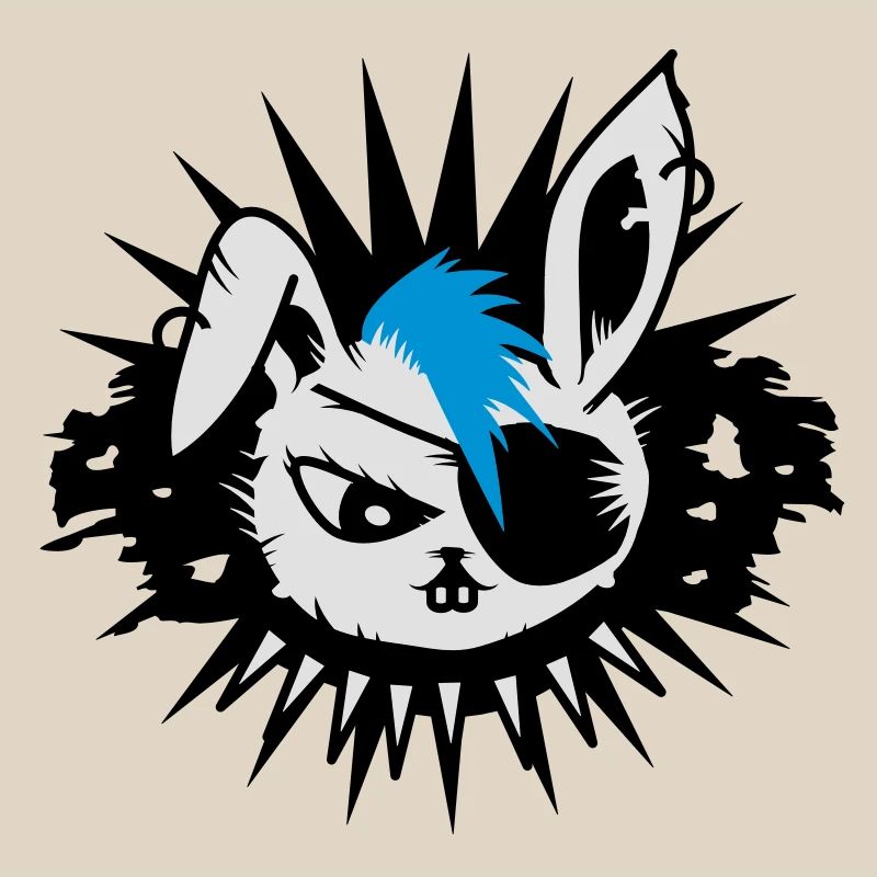 rabbit with an eye patch and a mohawk