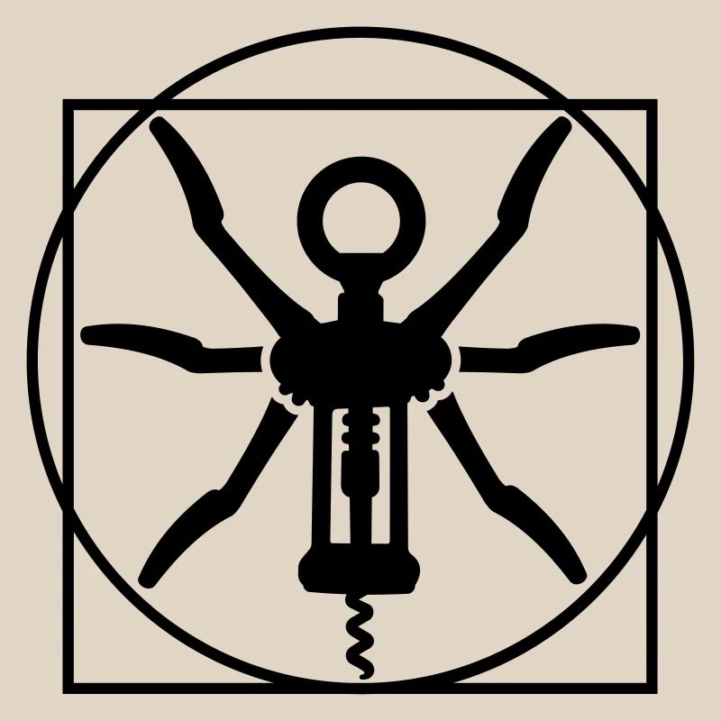 Vitruvian man wine cork screw Leonardo Da Vinci