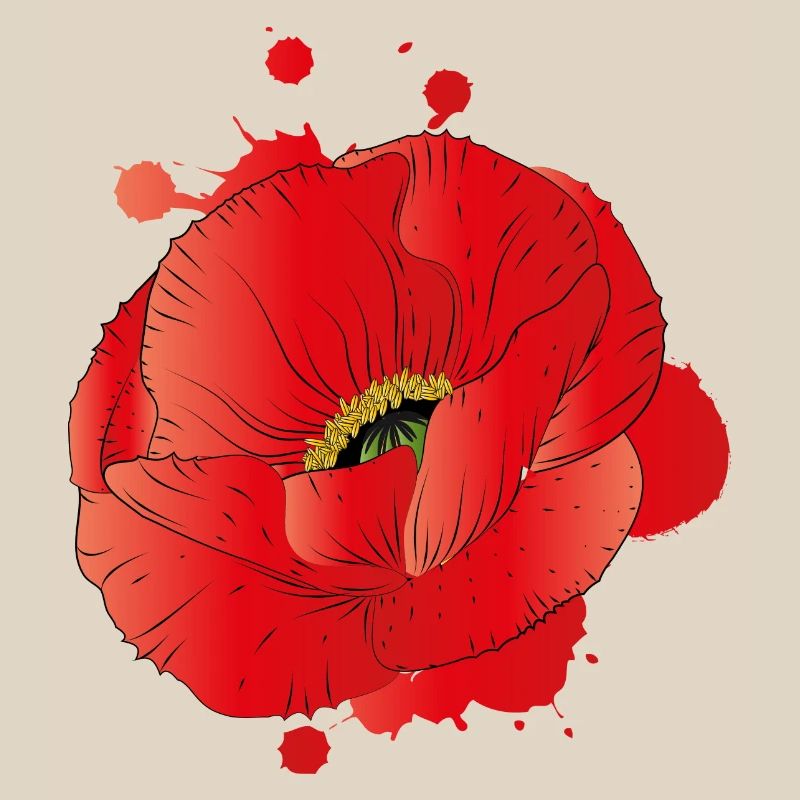 grande fleur d'un pavot de maïs comme graffiti