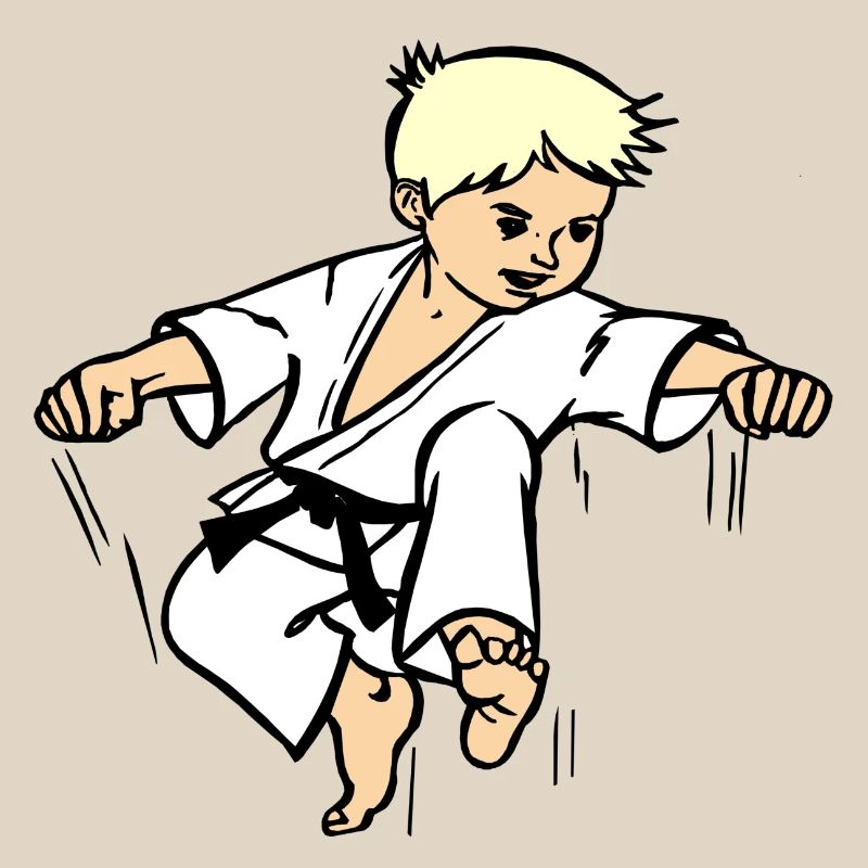 Karatekind oder Judokind mit schwarzem Gürtel