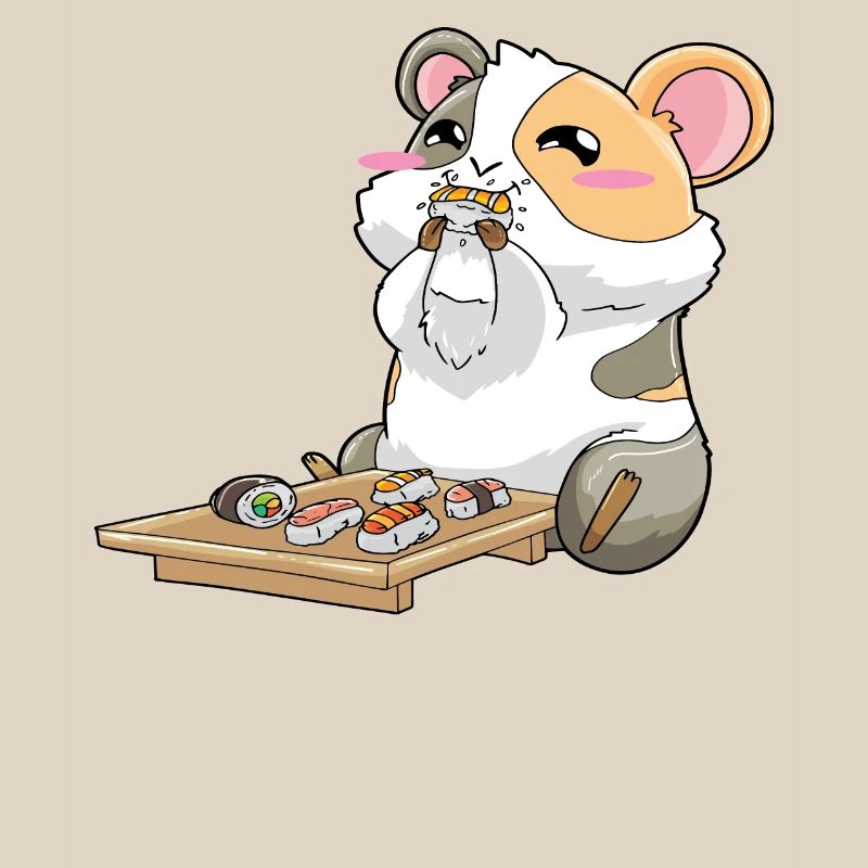 Drôle de cochon d’Inde mangeant des sushis