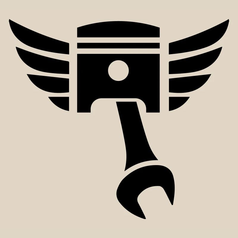 Piston key emblem with wings