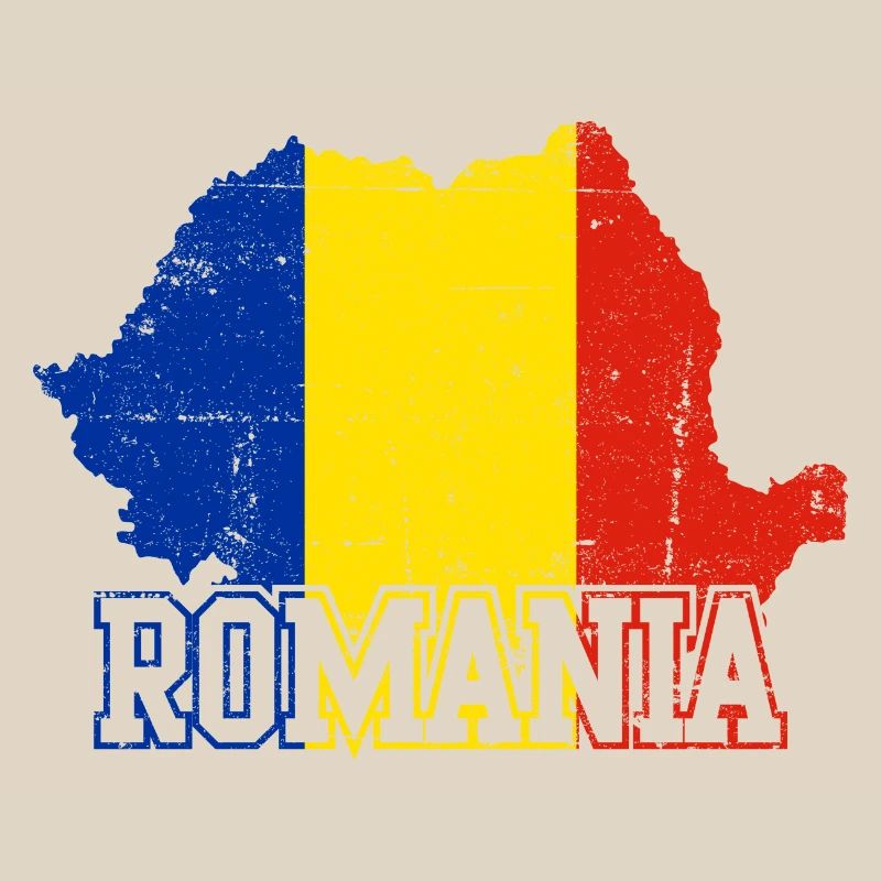 Romania Map Flag Emblem