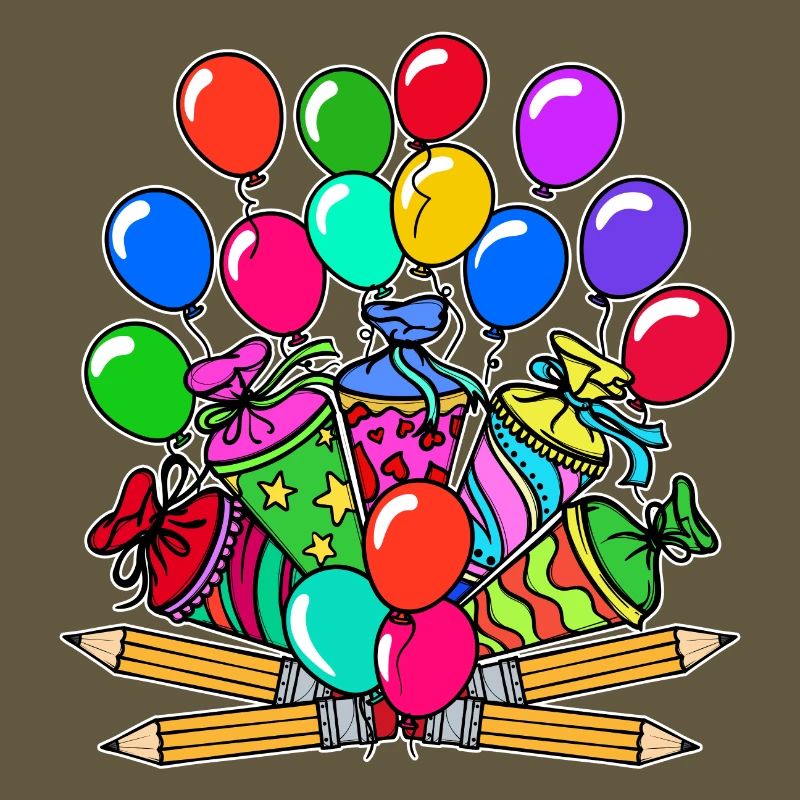 School Start Balloon Pencil School Bag Start