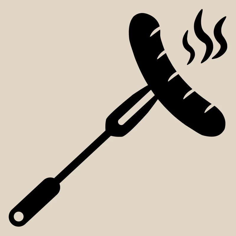 Wurst, Bratwurst auf einer Gabel zum Grillen