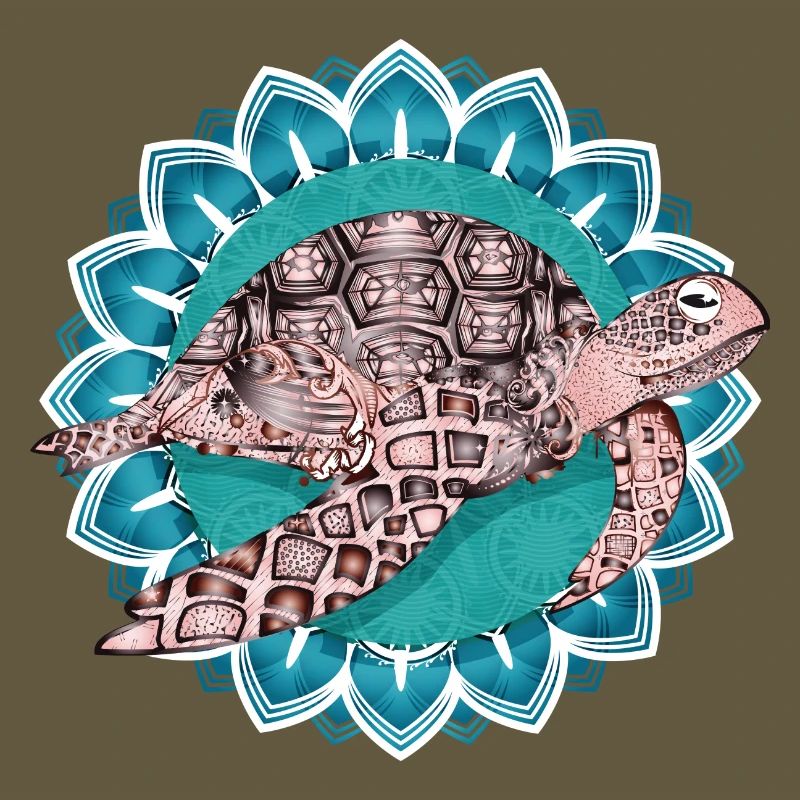 fascinating mandala with sea turtle