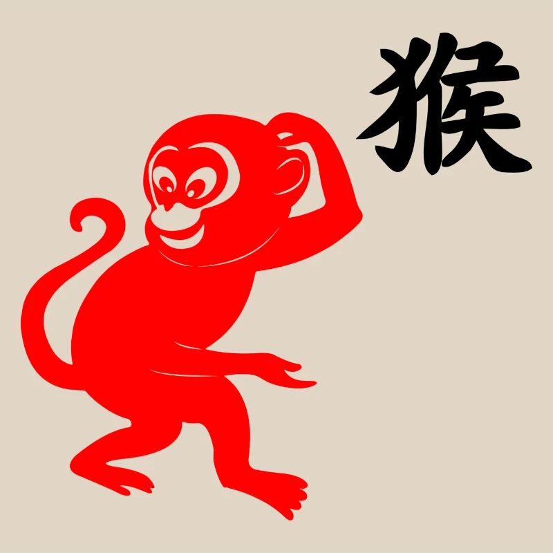 Chinese character red monkey with monkey image