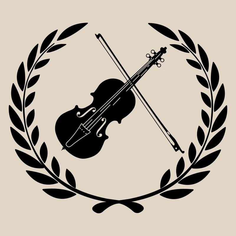Logo de violon pour couronne de laurier