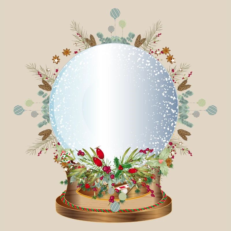 empty nostalgic snow globe to label