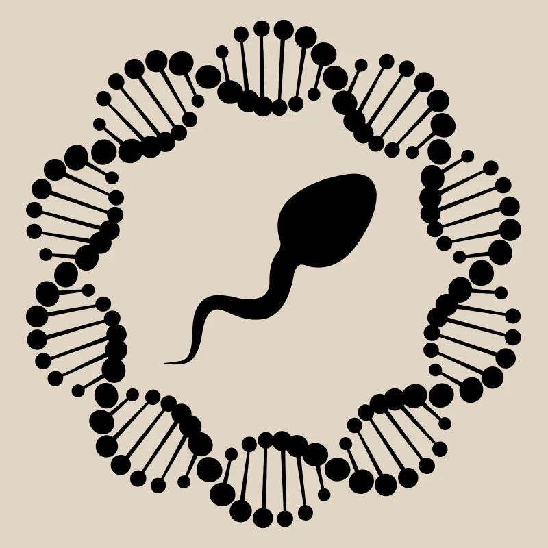 DNA strand in circle with sperm sperm
