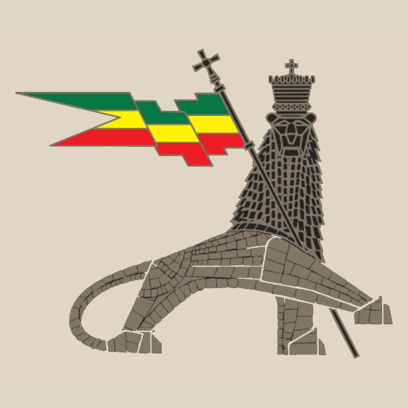 Lion royal avec barre de drapeau d’éther