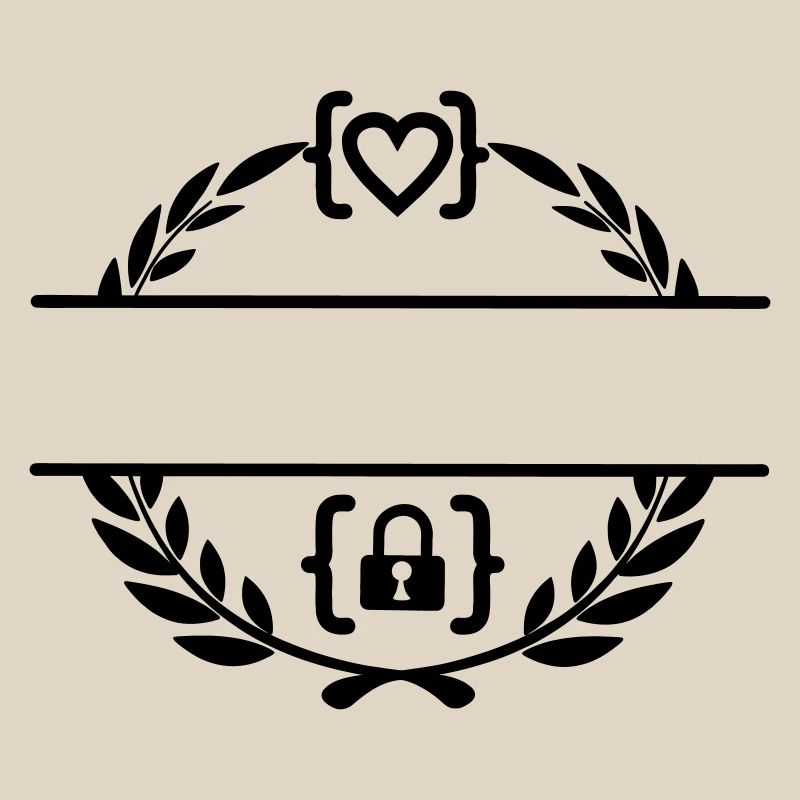 Code with heart and code with lock in laurel wreath m