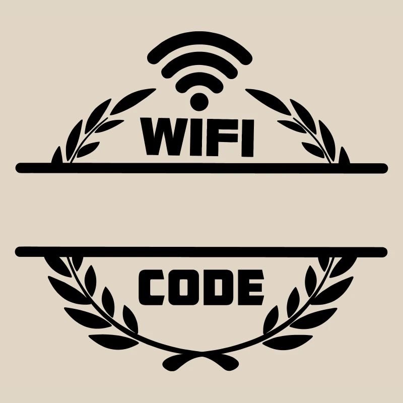 Code wifi dans une couronne de laurier avec barre de texte vierge