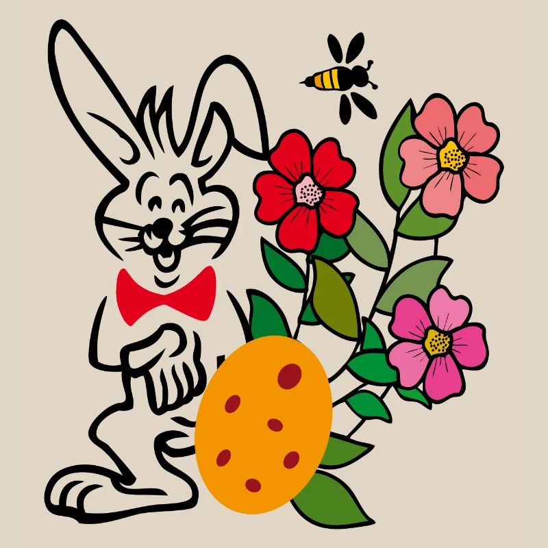 Easter with flowers and Easter egg