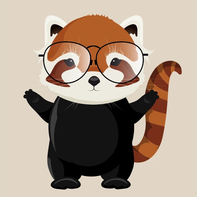witziger roter Panda Bär mit Nerd Brille
