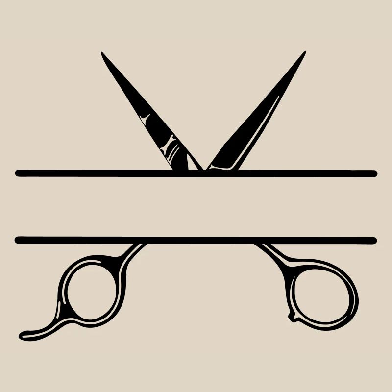 Texte bannière logo coiffeur ouvrir ciseaux