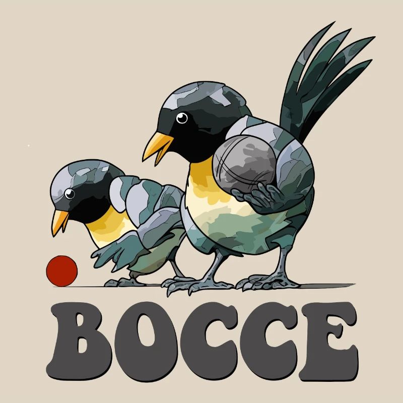 Boccespieler Spruch Ball Vogel mit Jack Bocci