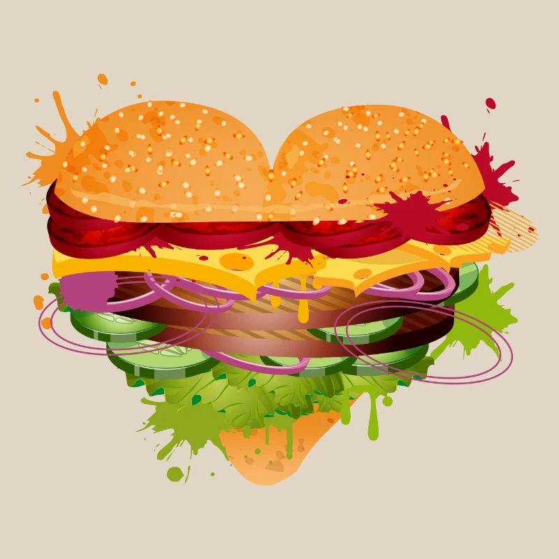 stuffed burger bun in heart shape graffiti