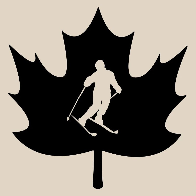 Feuille d’érable du Canada avec logo de skieur découpé