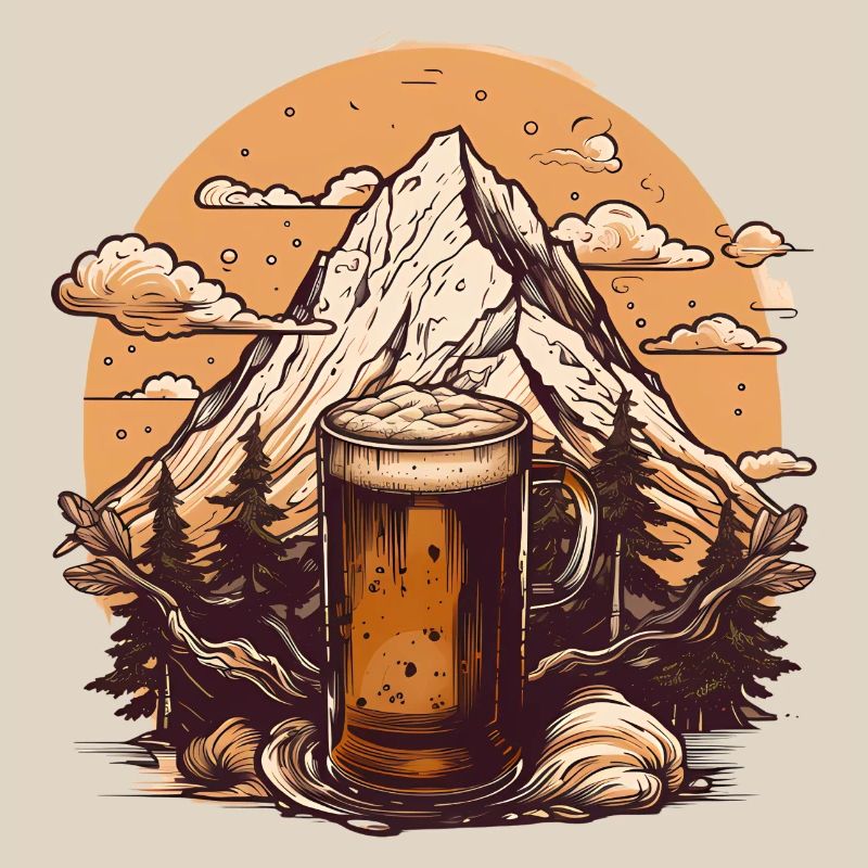 Pic de montagne avec conception de chope de bière
