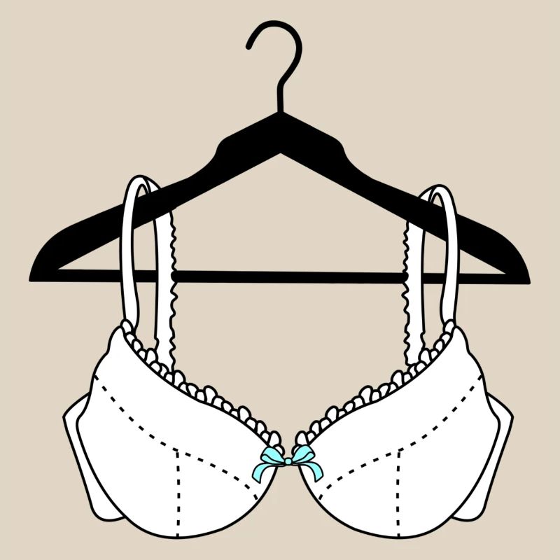 Bra white with blue bow on clothes hanger