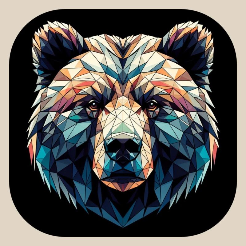 Colorful Bear in Polygon Design