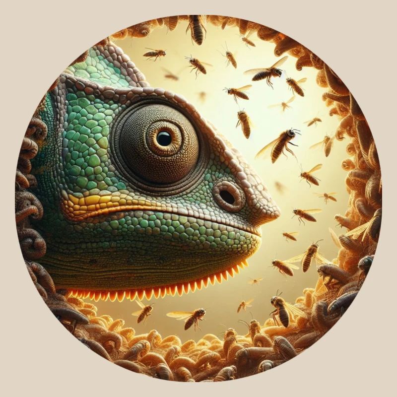 Caméléon avec animation d’abeilles