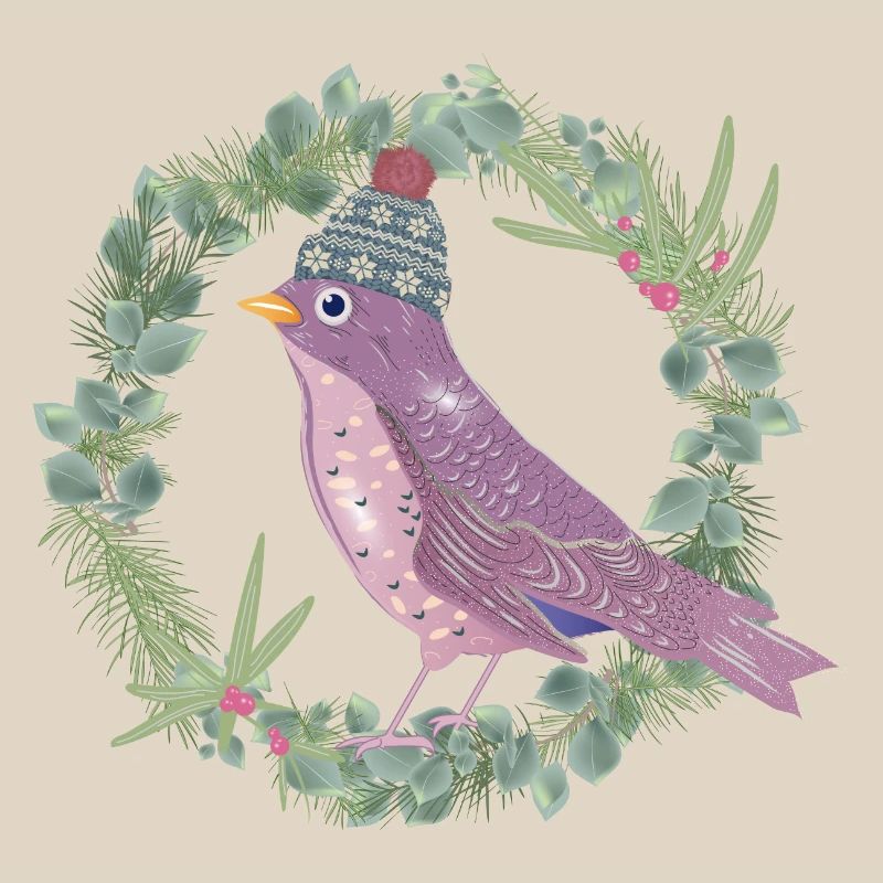 Vogel mit Misteln & Eukalyptus in Winter Stimmung