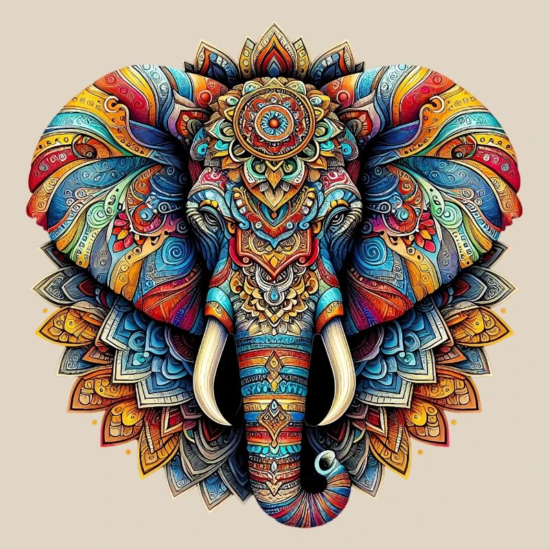 Éléphant décoré de Mandalas