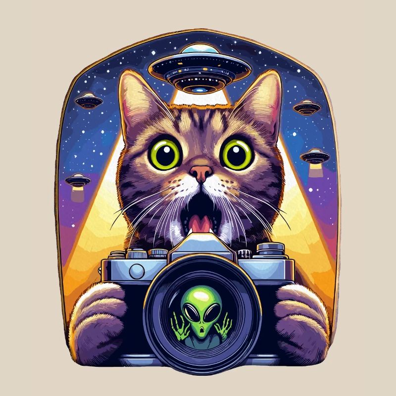 Funny Scared Cat With UFO Alien Attack 3D Effect