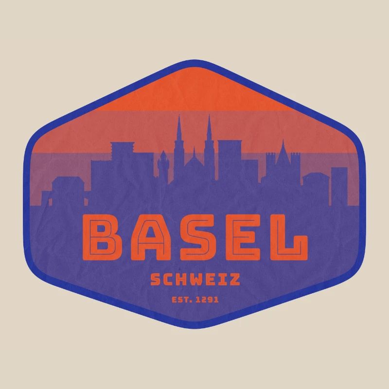 Basel Skyline Retro Abzeichen