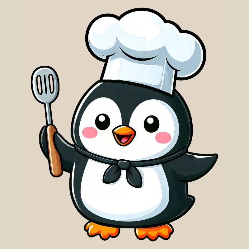 Cute Penguin Chef Cartoon Comic Design