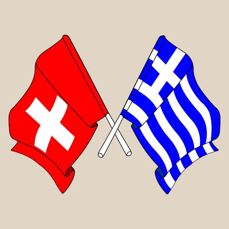 Drapeau de la Suisse et drapeau de la Grèce