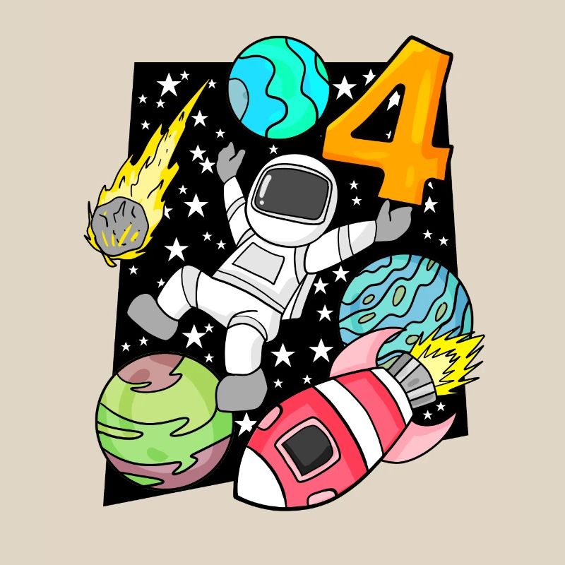 4 Birthday Boy Astronaut Rocket Space