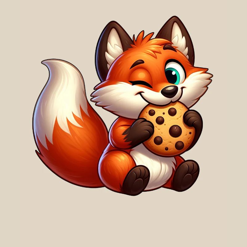 Cute red fox with biscuit