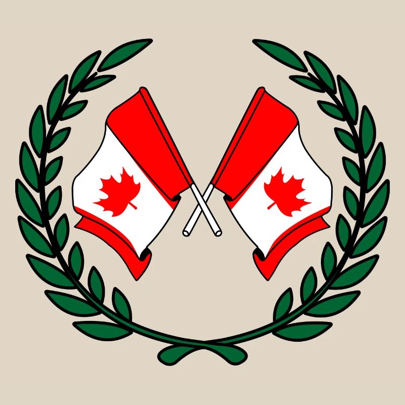 Flags Canada in laurel wreath