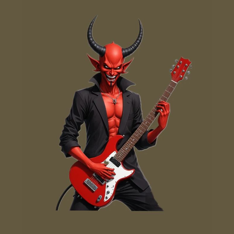 Devil with red electric guitar
