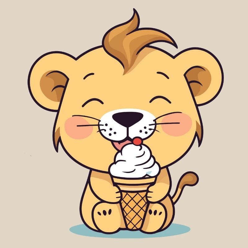 Löwe isst eis