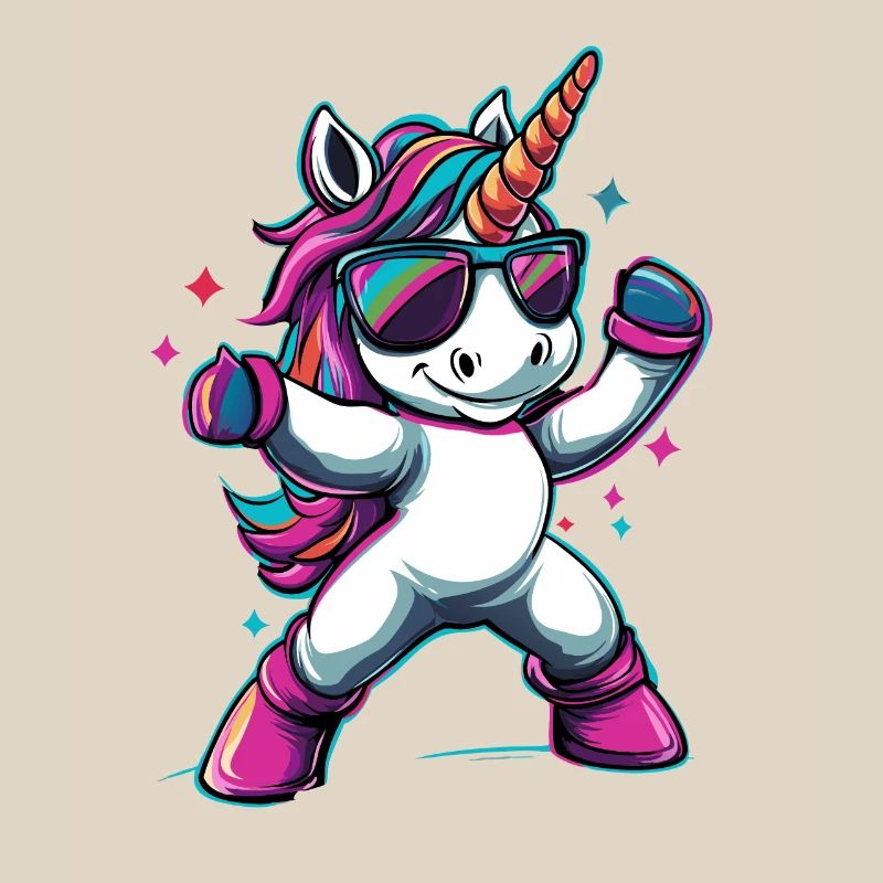 Cooles dabbendes Einhorn mit Sonnenbrille